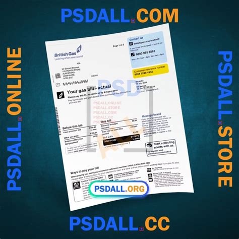 British Gas Energy Bill PSD Template V2 - psdall.org