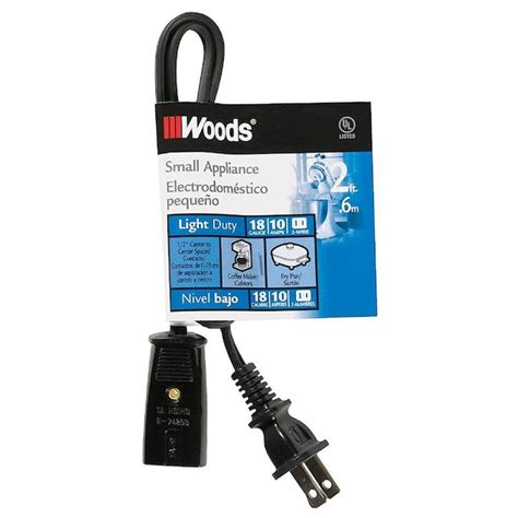 Woods 2-ft 10-Amp 2-Prong Black Universal Appliance Power Cord in the ...