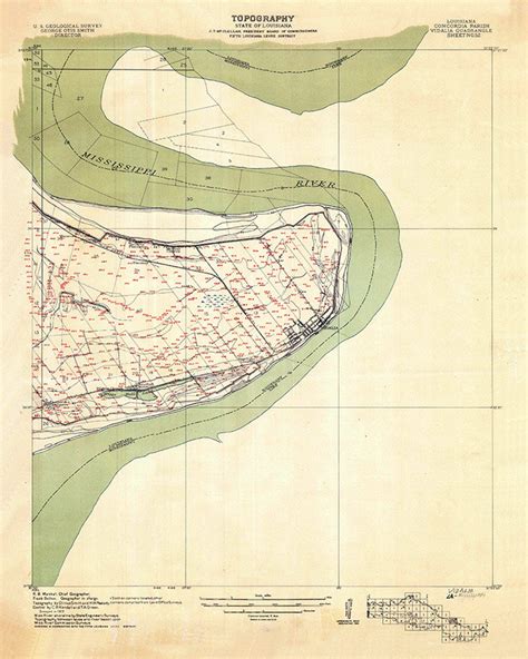 1909 Topo Map of Vidalia Louisiana Quadrangle - Etsy