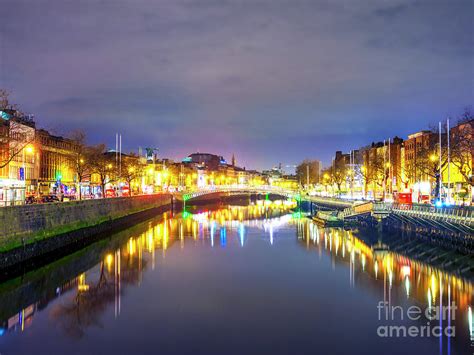 Dublin City at Night Photograph by John Rizzuto - Fine Art America