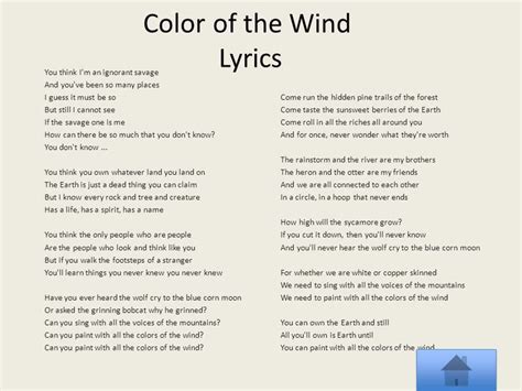 Colors Of The Wind Lyrics