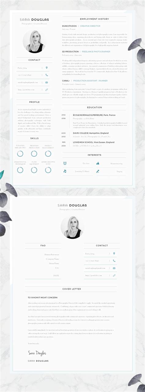 Modern Resume Template | Single Page Resume Template + Cover Letter + Advice | Printable for ...