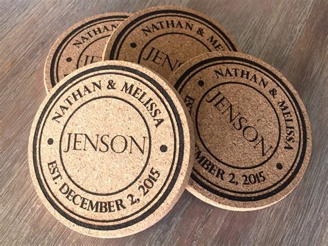 Personalized Thick Cork Coasters | Set of 4! | Cork coasters, Wedding ...