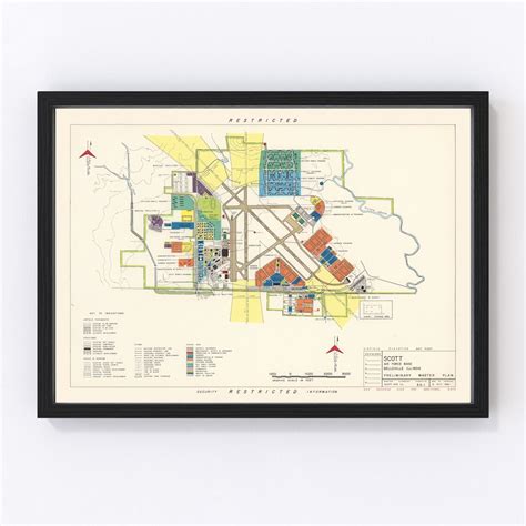 Scott Air Force Base Map 1952 Old Map of Scott Air Force Base Art Vintage Print Framed Wall Art ...