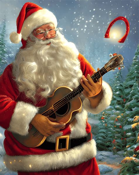 Santa Playing Music Digital Graphic · Creative Fabrica