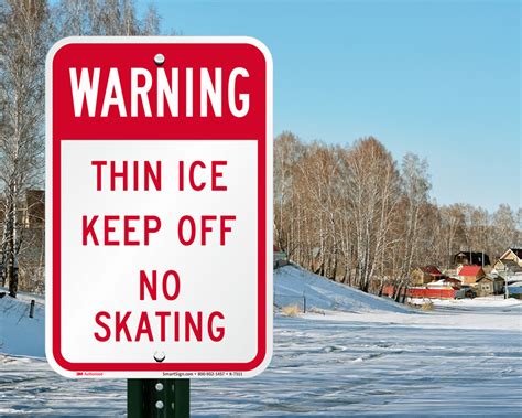 Thin Ice Signs | Thin Ice Warning Signs - No Skating, Walking