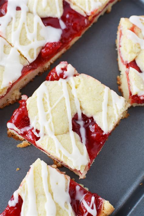 Cherry Bars Recipe With Vanilla Glaze Topping