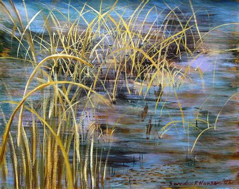 Reeds In The Water Painting by Art Nomad Sandra Hansen