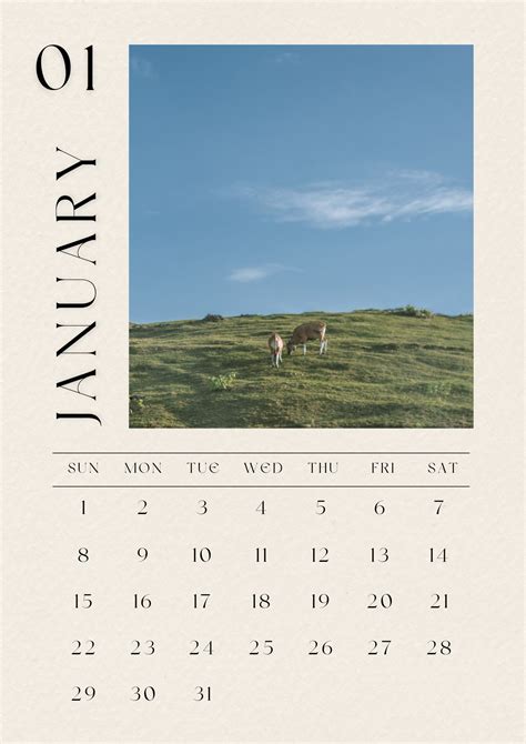 Nature-inspired 2024 Calendar Monthly Planner A4, Letter, A3 Landscape Minimalist Design Monday ...