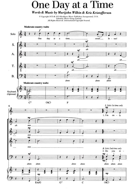 27+ One Day At A Time Sweet Jesus Sheet Music Pdf Background // One Sheet Music Example