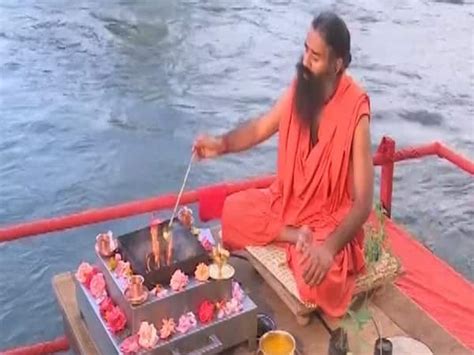 Baba Ramdev Doing Havan At Patanjali Ashram On The Ganges Ghat In Haridwar | Haridwar में Ganga ...