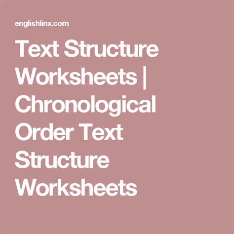 Text Structure Worksheets | Chronological Order Text Structure ...