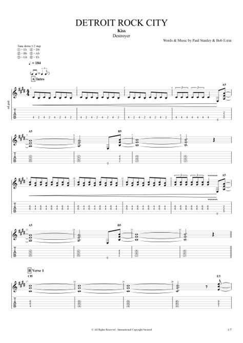 Detroit Rock City by Kiss - Full Score Guitar Pro Tab | mySongBook.com