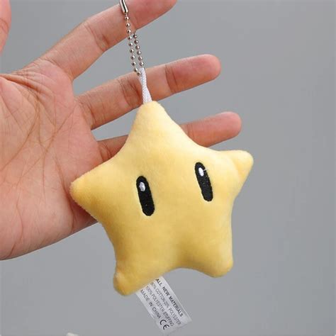 10cm NEW Super Mario Bros Yellow STAR Plush Figure Soft Doll Keychain Pendant-in Stuffed & Plush ...