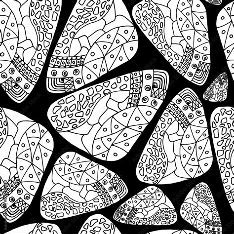 Seamless black and white pattern in a zentangle style, handmade Stock Vector | Adobe Stock