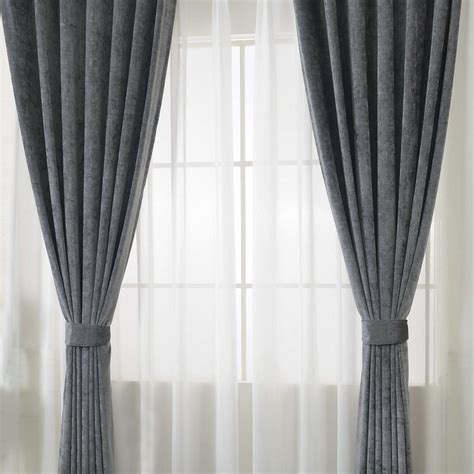 Luxury Grey Colour Chenille Curtain | Voila Voile®