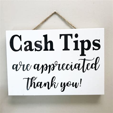 Cash Tips Are Appreciated Sign Thank You Restaurant Salon Signage ...