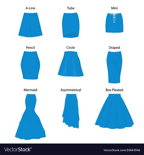 Set of different types of skirts Royalty Free Vector Image