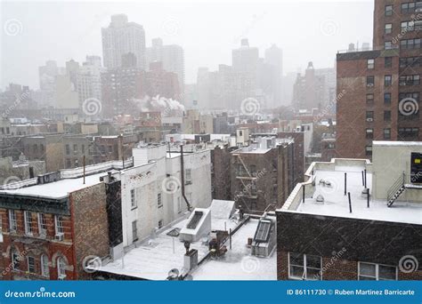 Snowy Morning from a Rooftop in NYC Stock Photo - Image of york, side ...