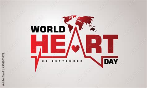 World Heart Day Logo Design With World Map Stock Vector | Adobe Stock