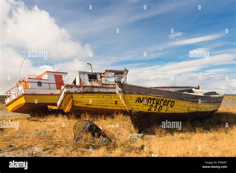 the port of Porvenir, Tierra Del Fuego, Patagonia, Chile Boats Stock ...