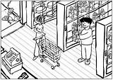 Supermarket Coloring Pages  Nation sketch template