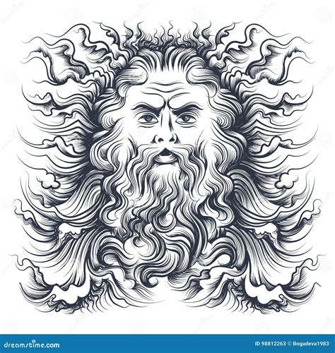 Neptune Head Illustration stock vector. Illustration of symbol - 98812263