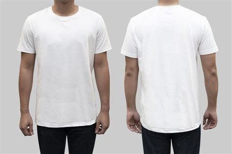 Premium Photo | Isolated front and back white t-shirt on a man body as a template for t-shirt ...