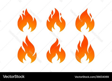 Fire flame red collection set Royalty Free Vector Image