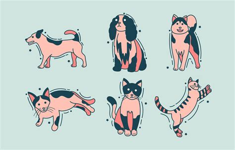 Cute Cartoon Cat and Dog Simple Tattoo Set 11572413 Vector Art at Vecteezy