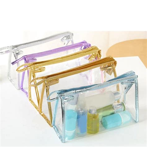 Clear Transparent PVC Cosmetic Case Make Up Bag girl women Toiletry Travel Zipper Pouch ...