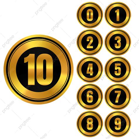 Circle Gold Number Set, Gold Number, Luxury, Gold Number Collection PNG Transparent Clipart ...