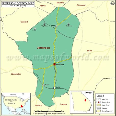 Jefferson County Map, Map of Jefferson County Georgia | County map ...