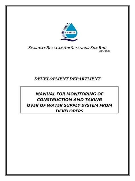 Syabas Manual | PDF | Pipe (Fluid Conveyance) | Water Supply