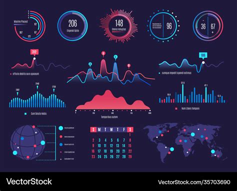 Monitoring dashboard template Royalty Free Vector Image