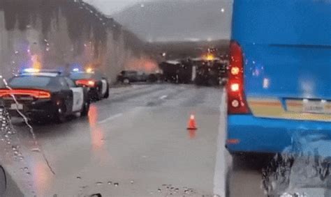 Watch The Moment A Semi-Truck Falls Off An Overpass Onto Another Crash ...