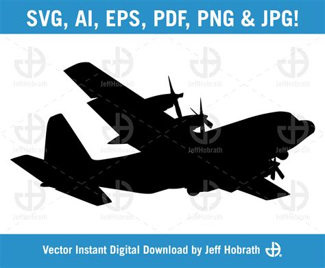 C-130 Hercules Military Aircraft silhouette isolated vector | Etsy