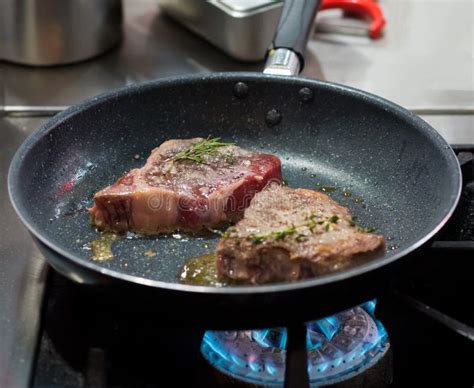 Frying a steak stock photo. Image of fried, prepare, tool - 12669970