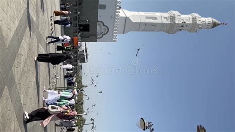 Exterior View of Quba Mosque with Tall White Minaret Architecture Stock ...