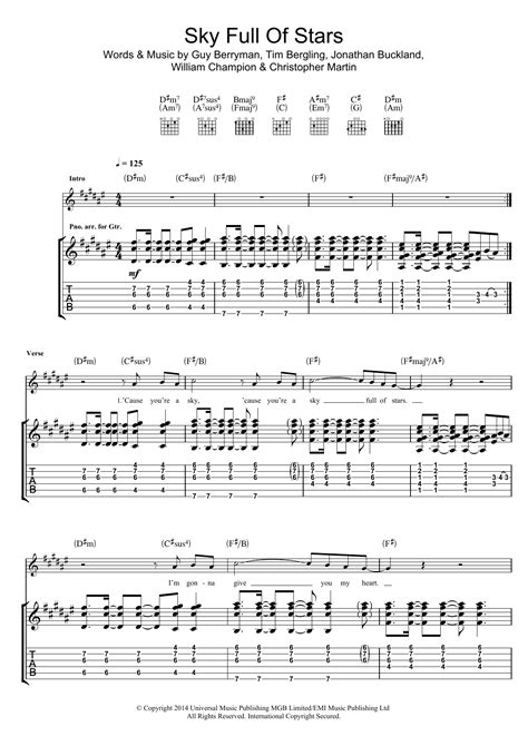 A Sky Full Of Stars by Coldplay - Guitar Tab - Guitar Instructor