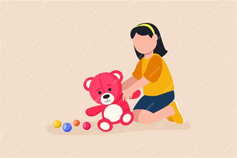 Premium Vector | Happy girl playing with doll educational games kids ...