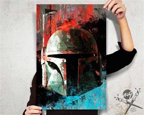 Boba Fett Star Wars Art Boba Fett helmet Poster Star Wars | Etsy