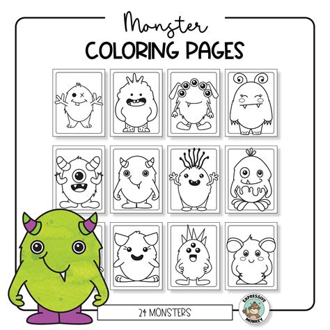 Monster Coloring Pages • Expressive Monkey