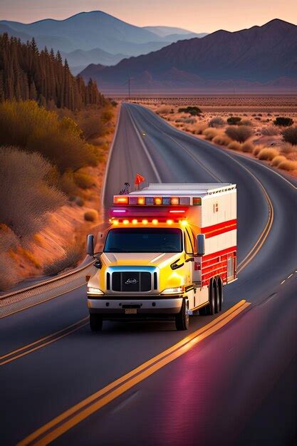 Premium AI Image | Emergency vehicle with sirens on highway