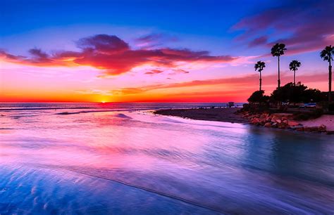 Royalty-Free photo: Panoramic photo of beach during sunset | PickPik