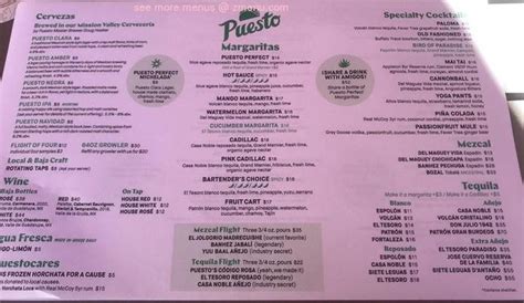 Online Menu of Puesto Restaurant, San Diego, California, 92101 - Zmenu