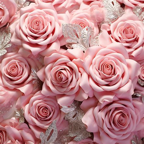 Premium Photo | Wallpaper 3d pink roses flower pattern