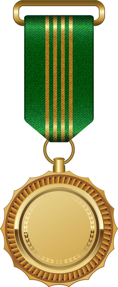 New Gold Medal Png Clipart - Medal With Green Ribbon Transparent Png - Full Size Clipart ...