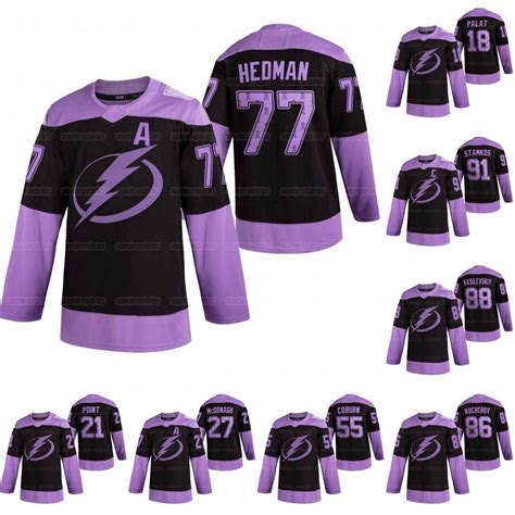 2020 Tampa Bay Lightning 2021 Fights Cancer Jersey Victor Hedman Nikita ...