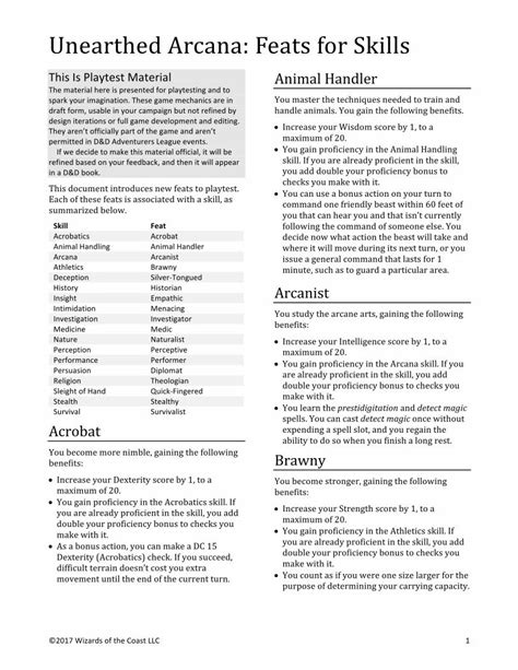 (PDF) Unearthed Arcana: Feats for Skills Arcana: Feats for Skills ... These game mechanics are ...